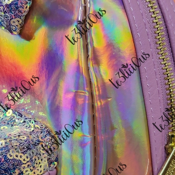 DISNEY PARKS LOUNGEFLY EARIDESCENT PINK BACKPACK - Picture 10 of 11